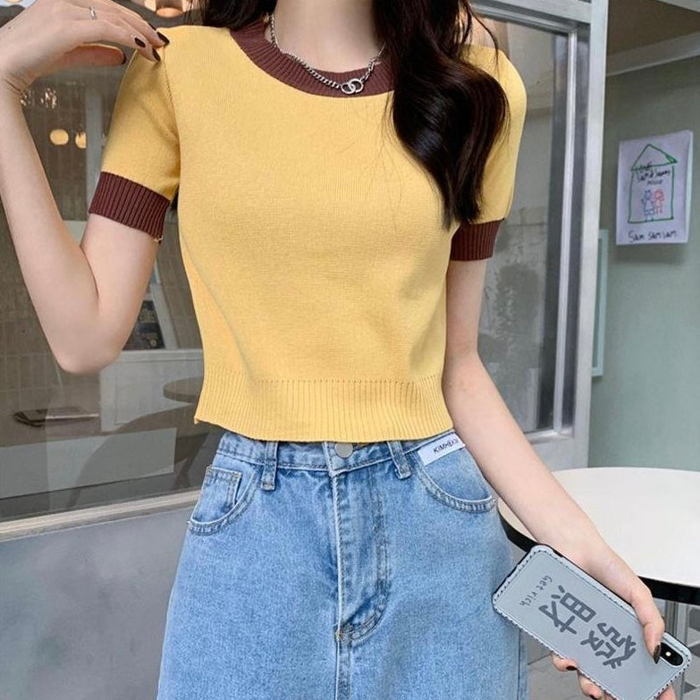 Two Tone Knitted Top | Meji Fashion