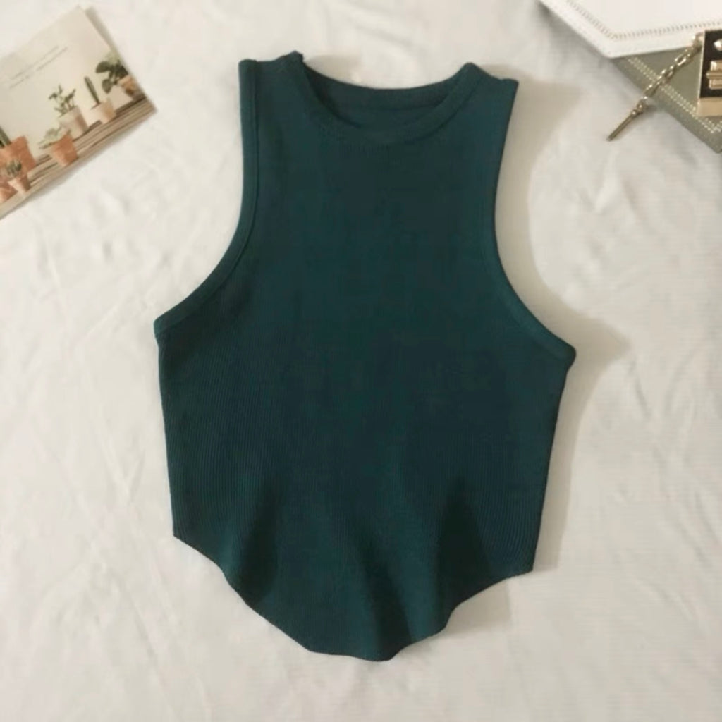 Knitted Symmetric Hemline Sleeveless Camisole Top