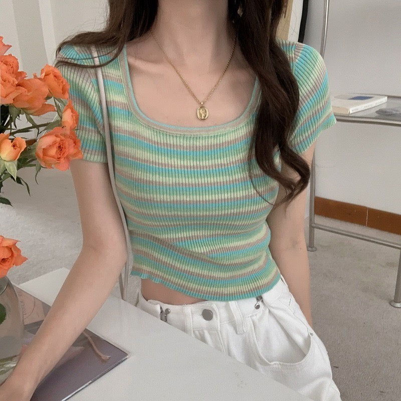 Colorful Stripe Knitted Top