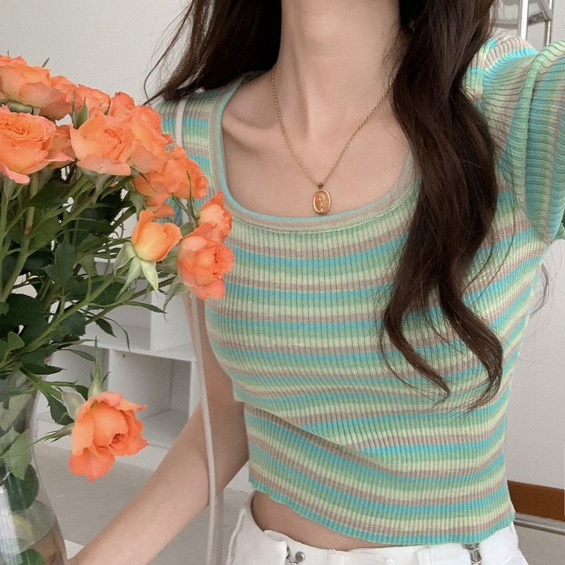 Colorful Stripe Knitted Top