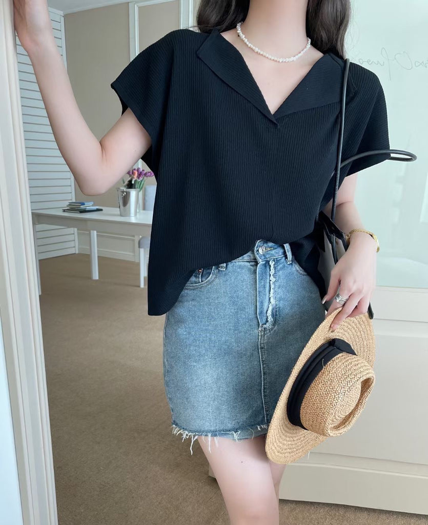 Open Neckline Batwing Sleeve Oversize Knitted Top