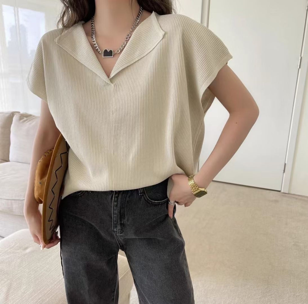 Open Neckline Batwing Sleeve Oversize Knitted Top
