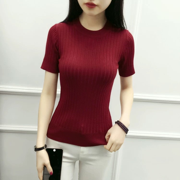 Round Neck Basic All Match Knitted Top