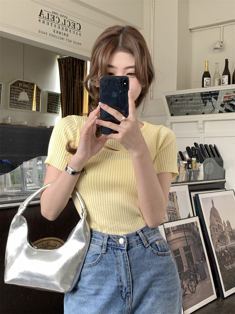 Unique 2-layer Front Knitted Top