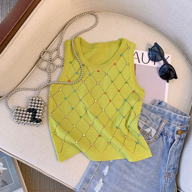 Multicolor Beaded Knitted Top