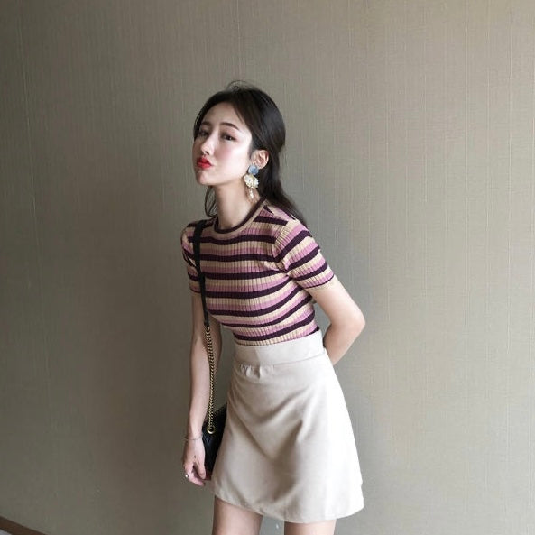 Multi-color Stripe Knitted Top