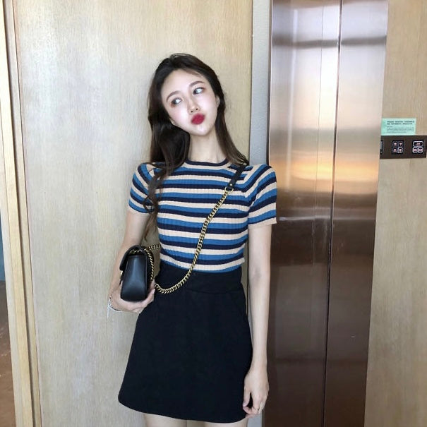 Multi-color Stripe Knitted Top