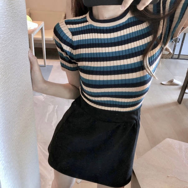 Multi-color Stripe Knitted Top