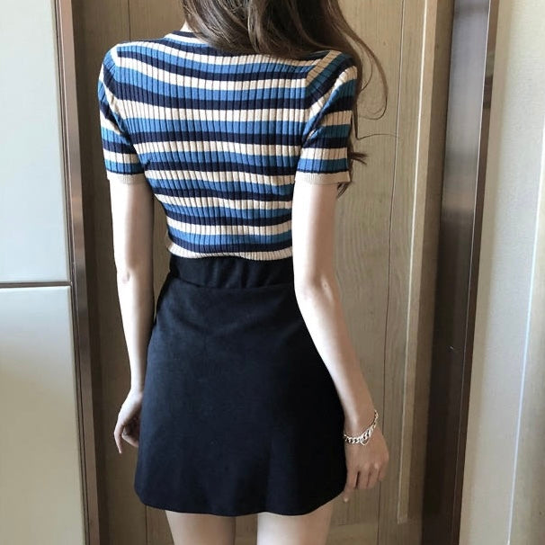 Multi-color Stripe Knitted Top