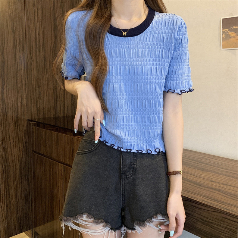Embossed Pattern Knitted Top