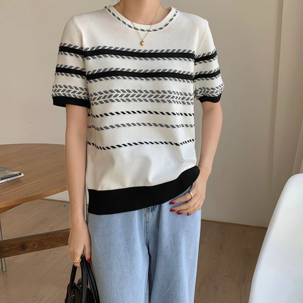 Embossed Pattern Oversize Knitted Top