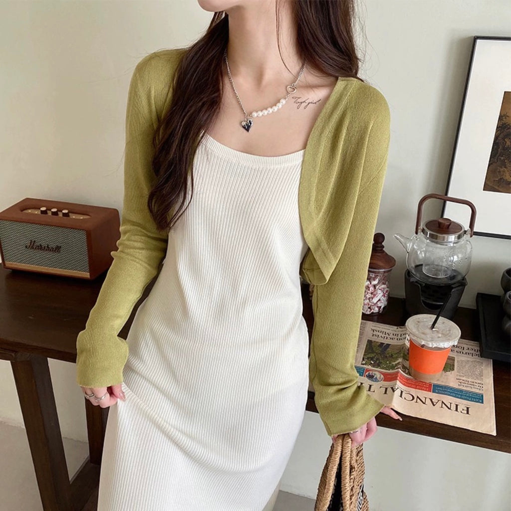 Long Sleeve Sunscreen Knitted Cover-up Cardigan Top