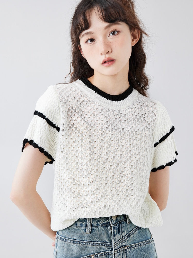 Special Woolen Knitted 2-layer Sleeve Oversize Top