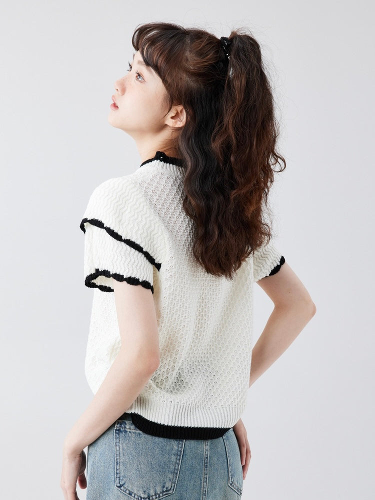 Special Woolen Knitted 2-layer Sleeve Oversize Top