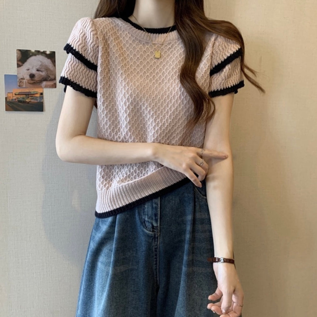 Special Woolen Knitted 2-layer Sleeve Oversize Top