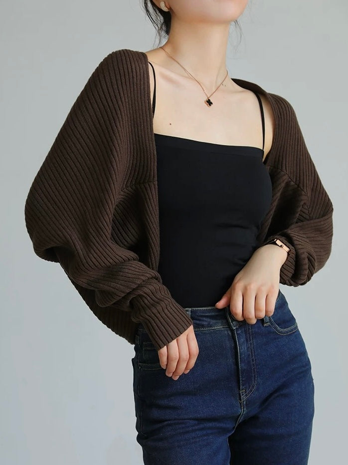 Soft Knitted Long Sleeve Cover-up Cardigan Knitted Top