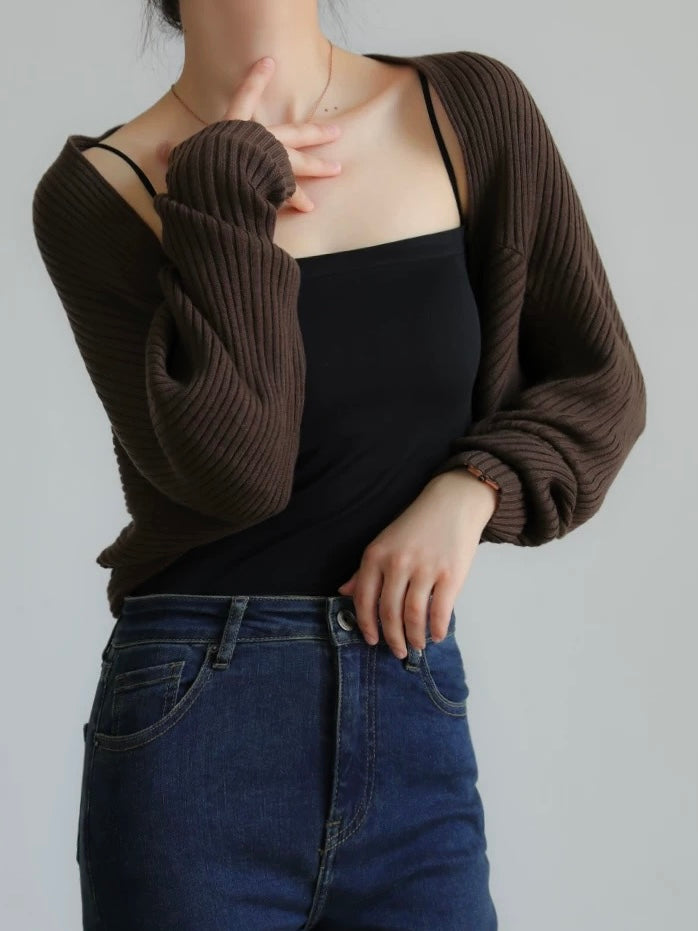 Soft Knitted Long Sleeve Cover-up Cardigan Knitted Top