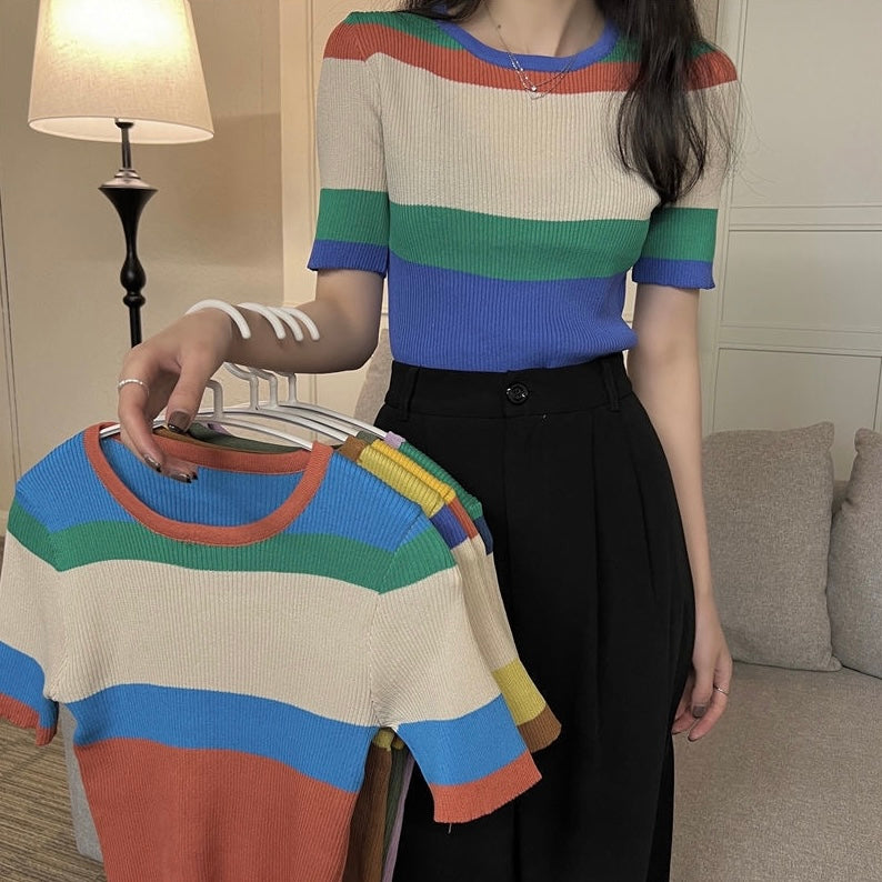 Multi Color Stripe Knitted Top