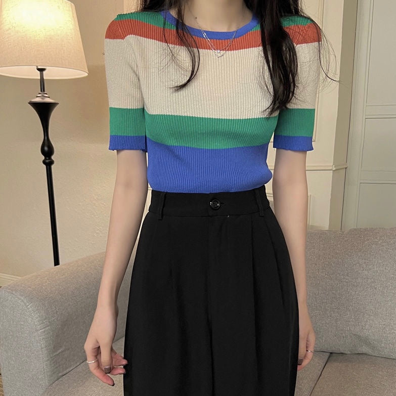 Multi Color Stripe Knitted Top