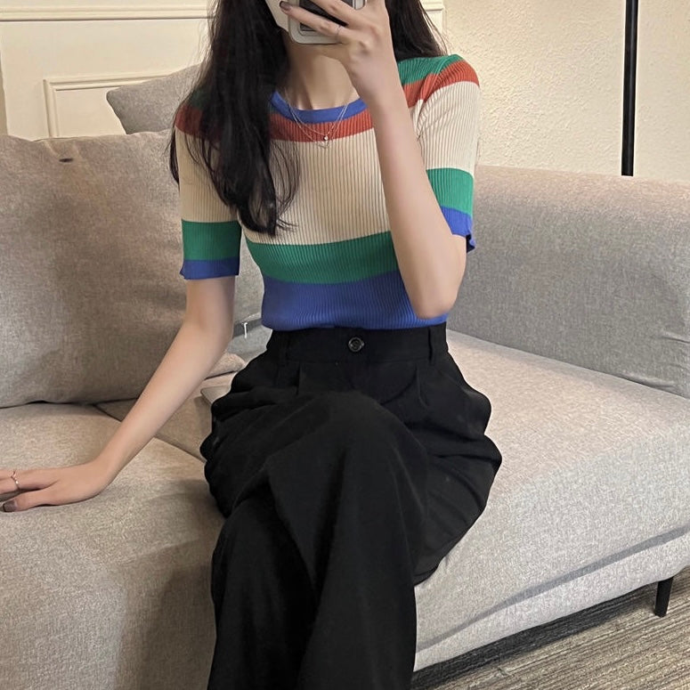 Multi Color Stripe Knitted Top