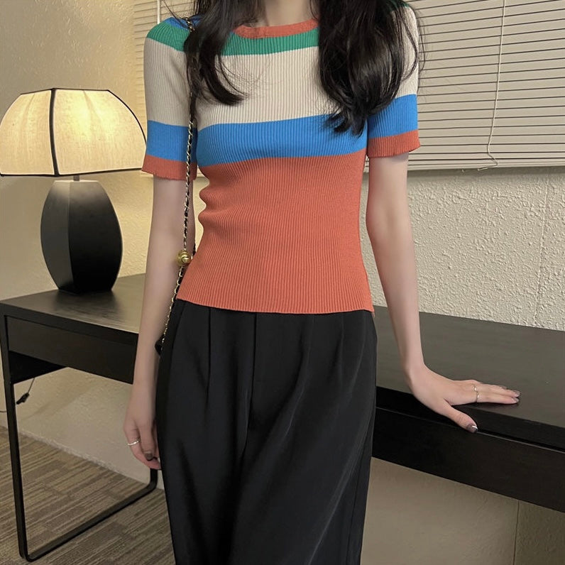 Multi Color Stripe Knitted Top