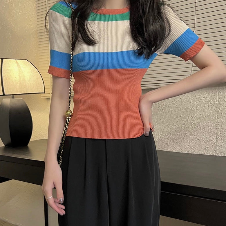 Multi Color Stripe Knitted Top