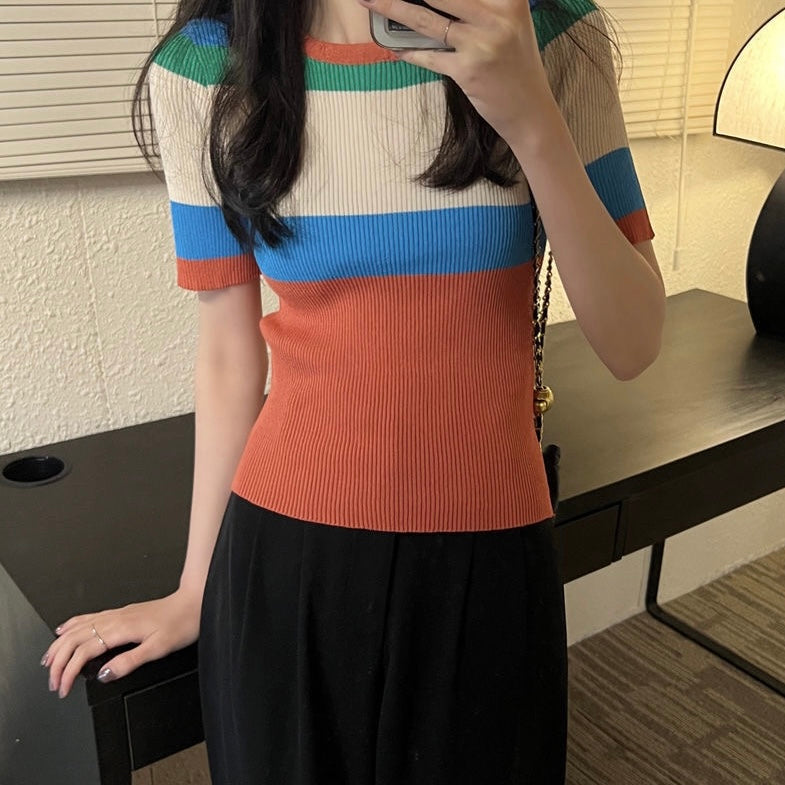 Multi Color Stripe Knitted Top