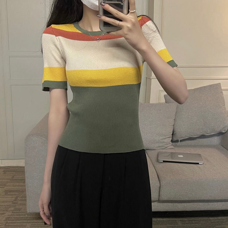 Multi Color Stripe Knitted Top