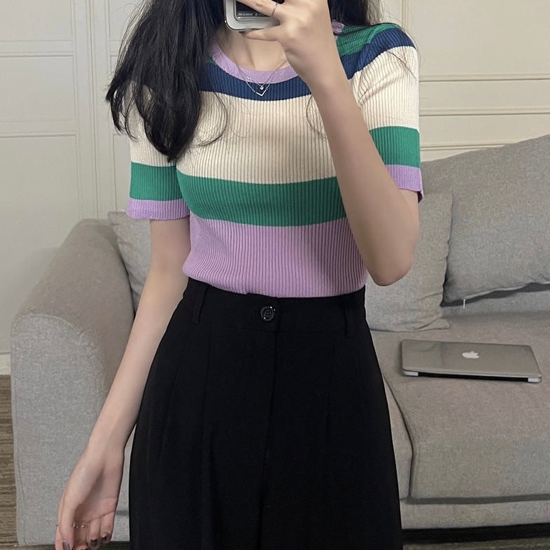 Multi Color Stripe Knitted Top