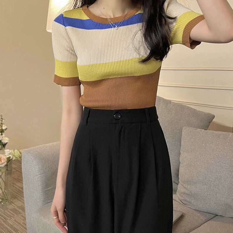 Multi Color Stripe Knitted Top