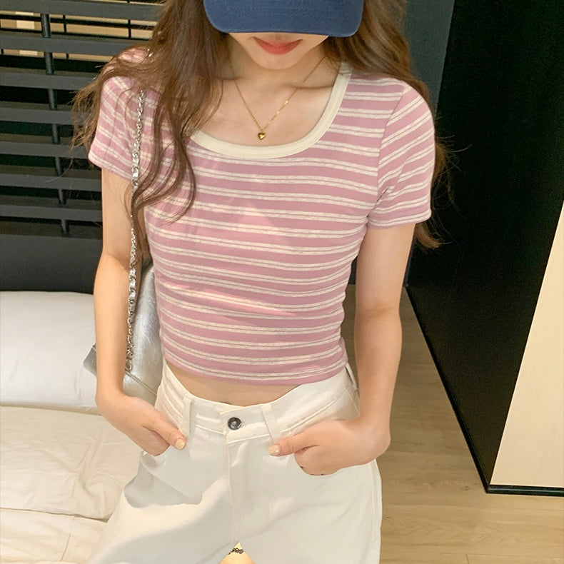 All Match Daily Outfit Stripe Knitted Top