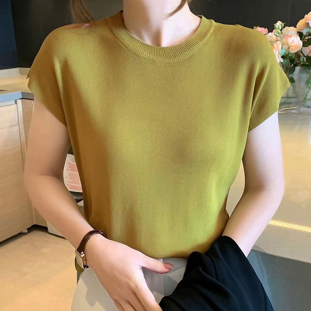 Basic All-match Batwing Sleeve Knitted Top