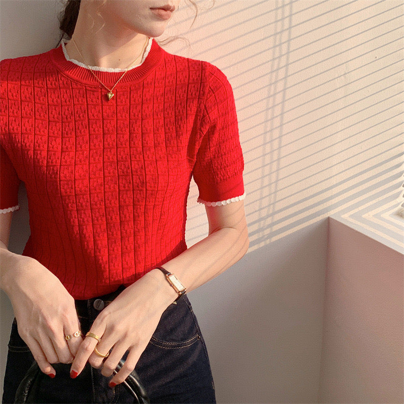 Embossed Pattern Knitted Top