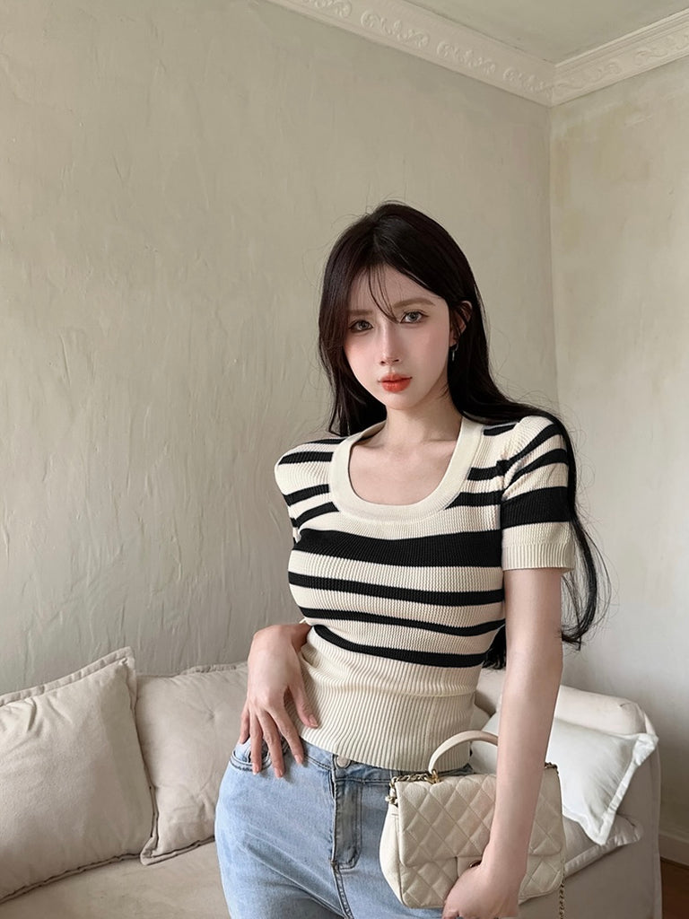 Classic All Match Stripe Knitted Top