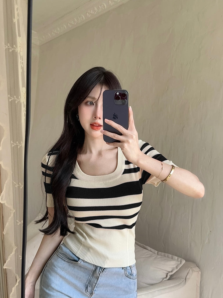 Classic All Match Stripe Knitted Top