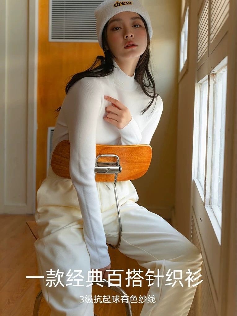 Turtle Neck Long Sleeve Soft Knitted Oversize Top