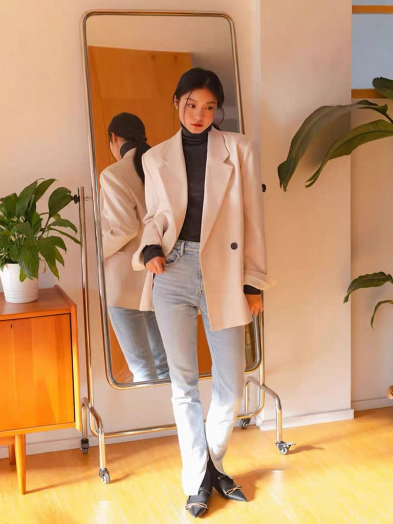 Turtle Neck Long Sleeve Soft Knitted Oversize Top