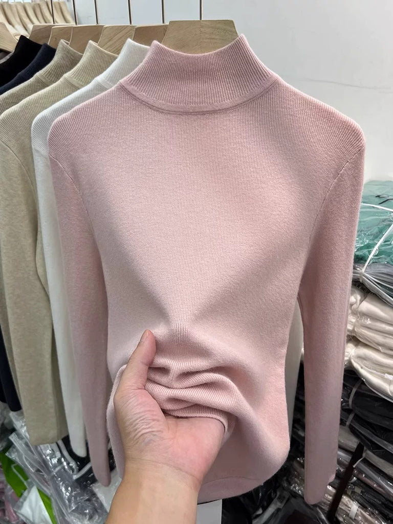 Turtle Neck Long Sleeve Soft Knitted Oversize Top