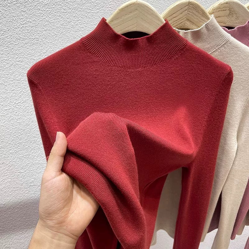 Turtle Neck Long Sleeve Soft Knitted Oversize Top