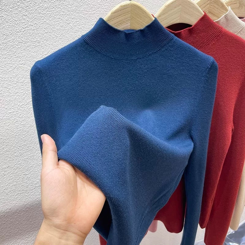 Turtle Neck Long Sleeve Soft Knitted Oversize Top