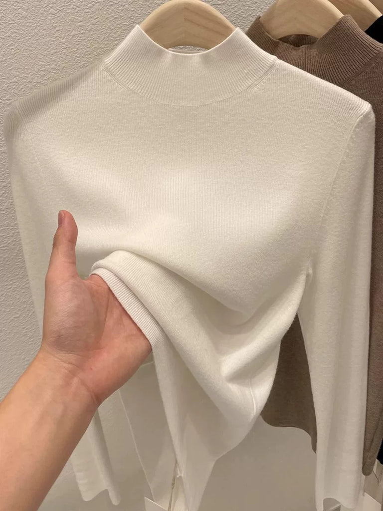 Turtle Neck Long Sleeve Soft Knitted Oversize Top