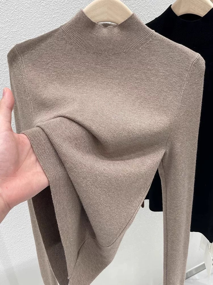 Turtle Neck Long Sleeve Soft Knitted Oversize Top