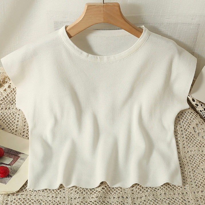 Simple All Match Daily Outfit Solid Knitted Top