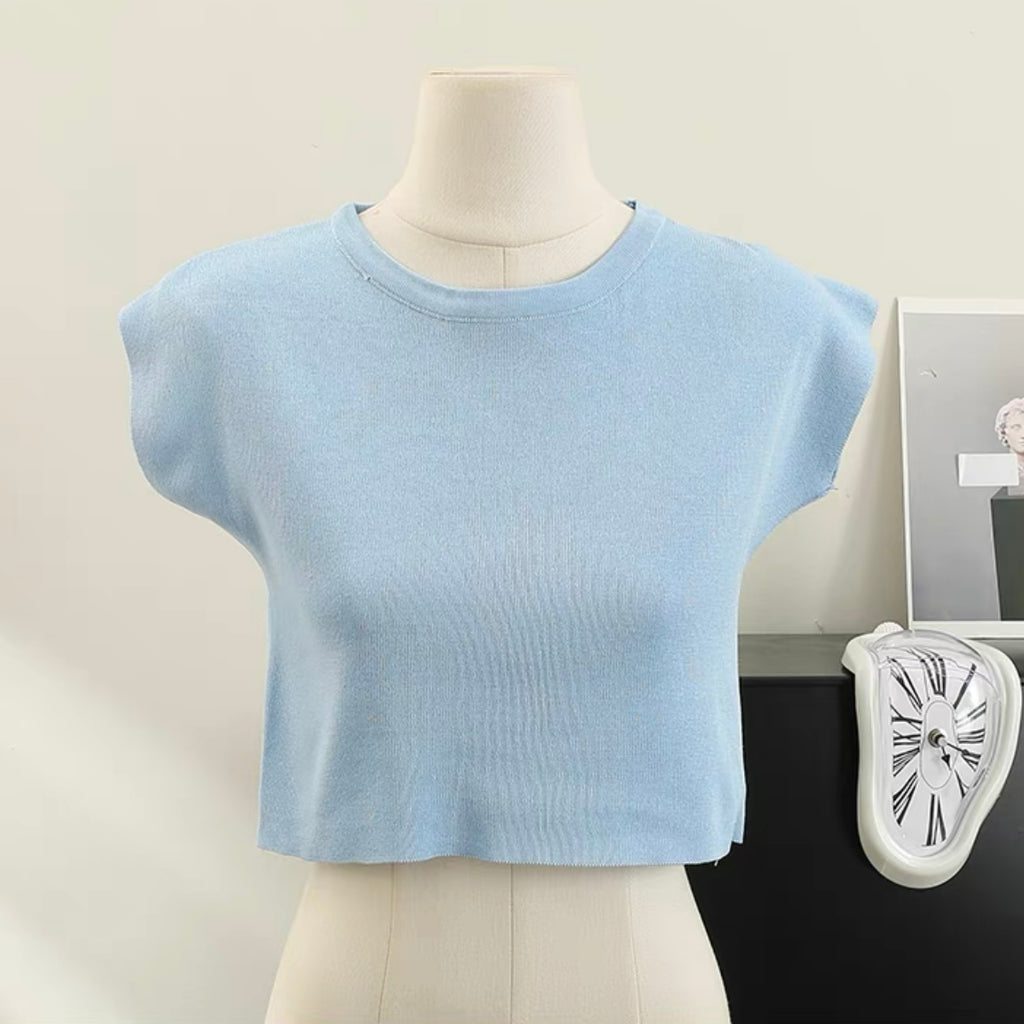 Simple All Match Daily Outfit Solid Knitted Top