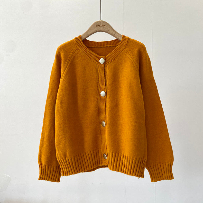 Button Down Solid Woolen Knitted Cardigan Top