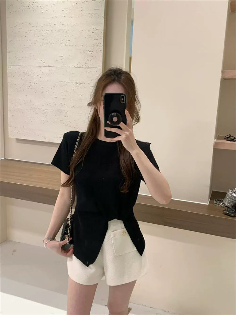 Korean Style Bowknot Unique Hem Loose Knitted Top