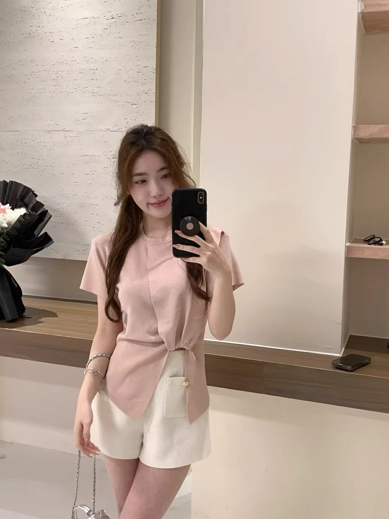 Korean Style Bowknot Unique Hem Loose Knitted Top