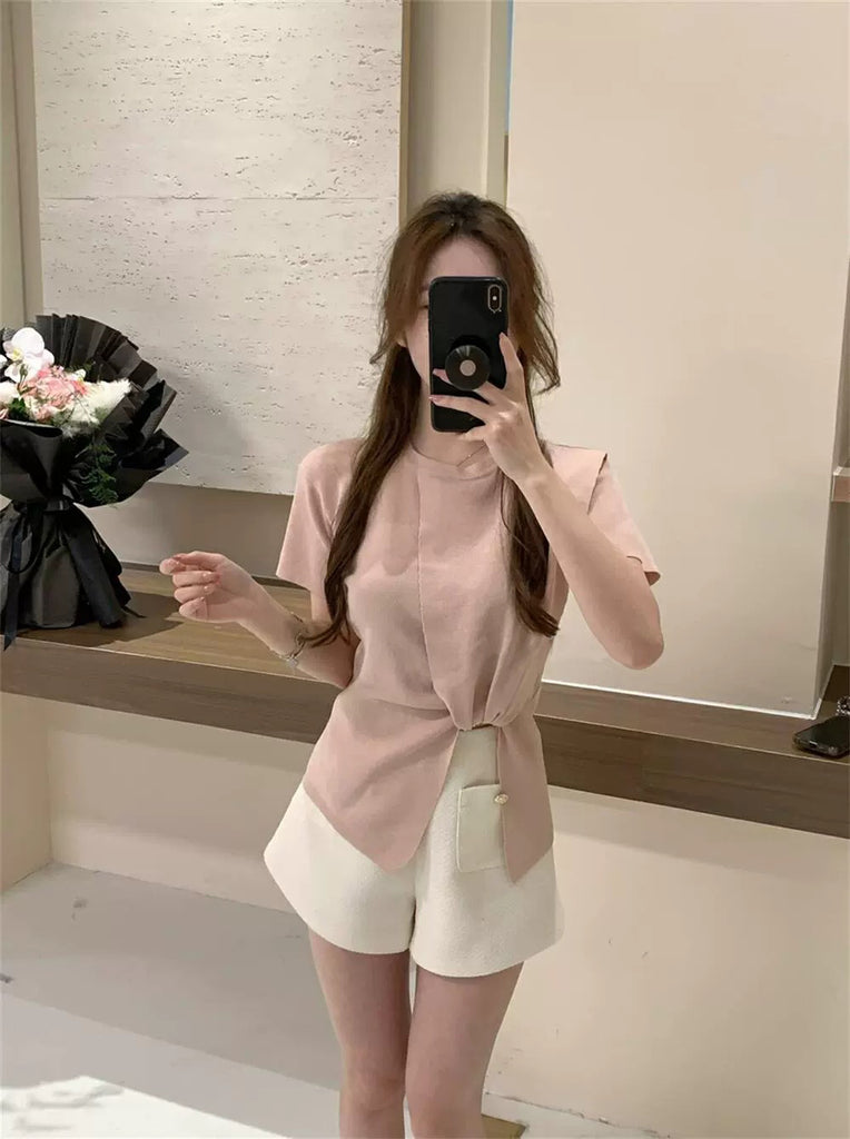 Korean Style Bowknot Unique Hem Loose Knitted Top