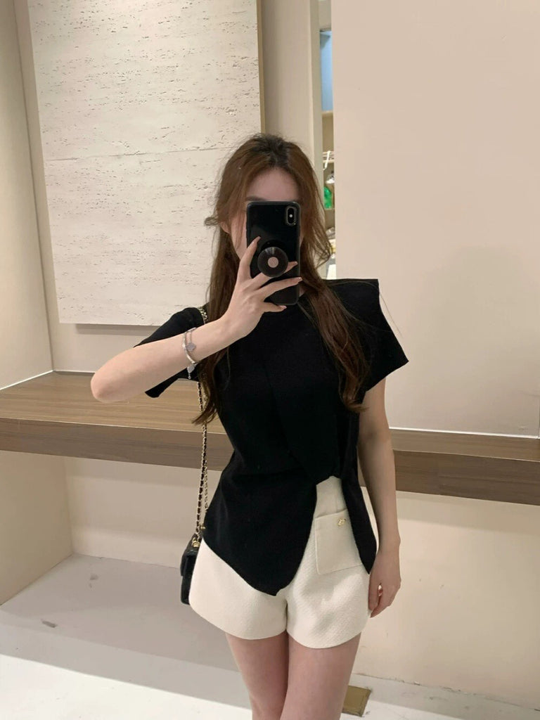 Korean Style Bowknot Unique Hem Loose Knitted Top