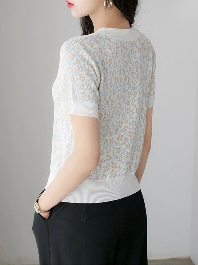 Simple Floral Knitted Top